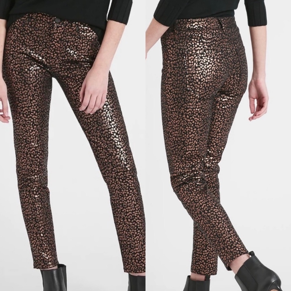Banana Republic NEW Mid Rise Skinny Metallic Leopard Jeans Sz 27